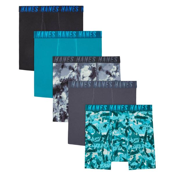 Boys (8-20) Hanes(R) Moves 5pk. Solid/Camo X-TEMP(R) Boxer Briefs