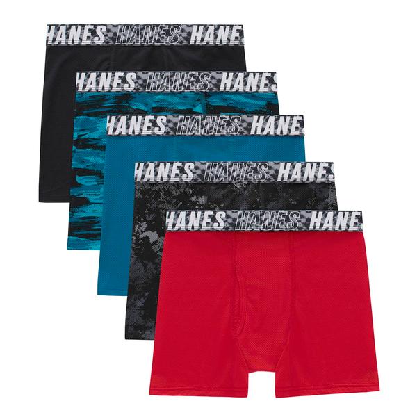 Boys (8-20) Hanes(R) 5pk. Moves Breathable Boxer Brief - Blue/Black alternate view