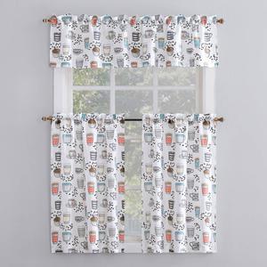 Morning Brew 3pc. Kitchen Curtains Tier Set with Valance
