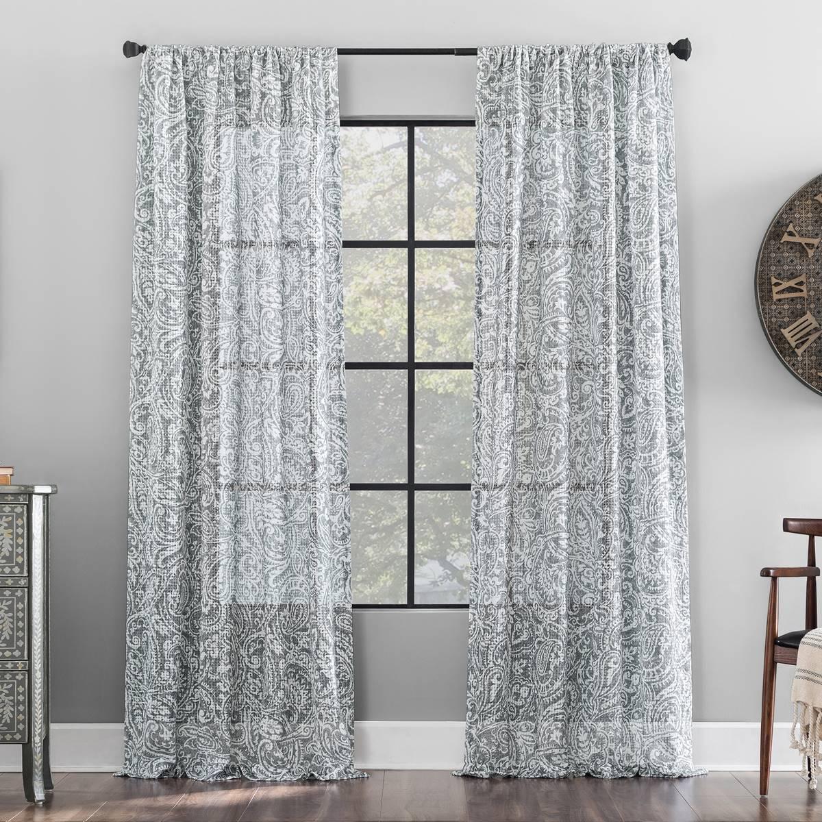Safi Paisley Print Sheer Rod Pocket Panel Curtain
