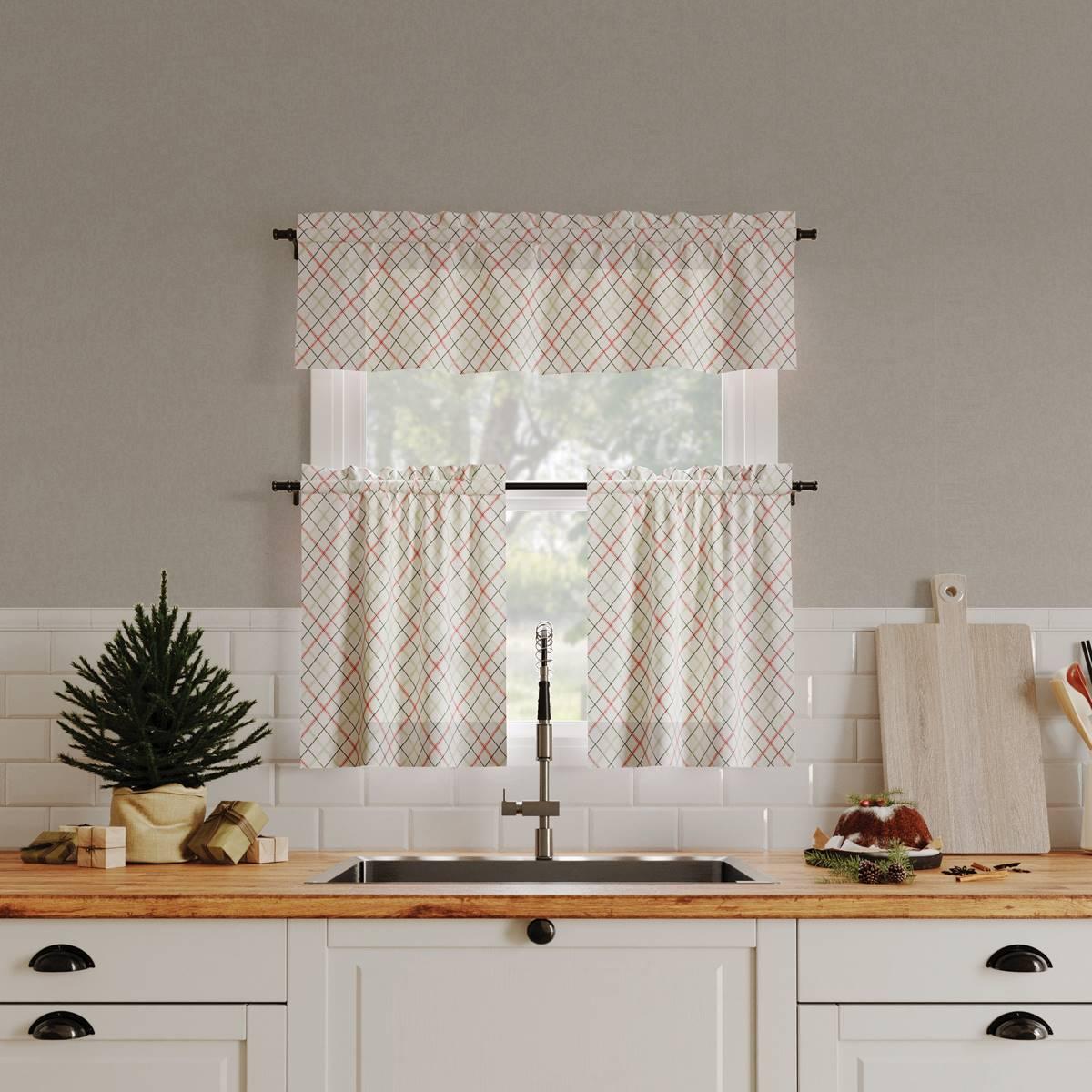 Holiday Plaid Kitchen Curtains