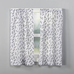 Hollis Floral Puff Print Text Ground Tier Curtains