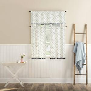 Olympia Lattice Tiers Kitchen Curtains