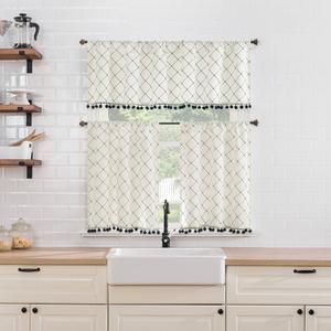 Olympia Lattice Tiers Kitchen Curtains alternate view