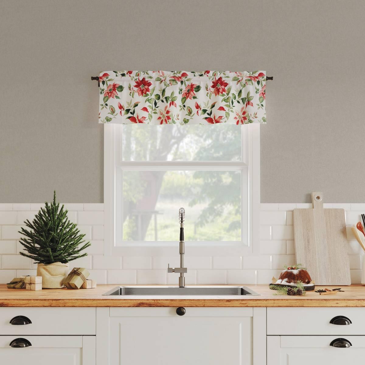 Allover Poinsettia Print Valance