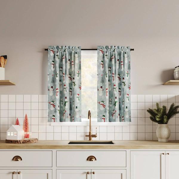 Snow People Cotton Blend Tier Kitchen Curtains