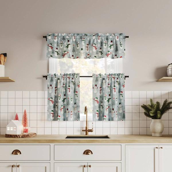 Snow People Cotton Blend Tier Kitchen Curtains alternate view