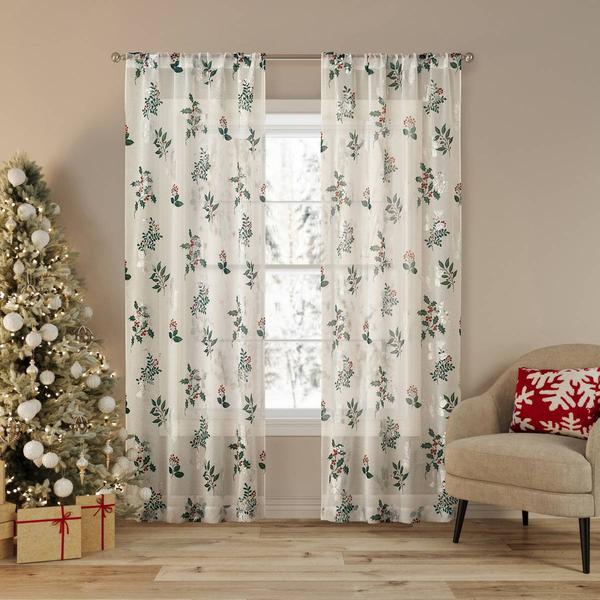 Berry Creek Print Sheer Panel Curtain