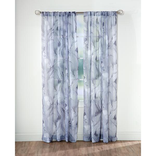 Carrara Marble Crushed Voile Rod Pocket Curtain Panels