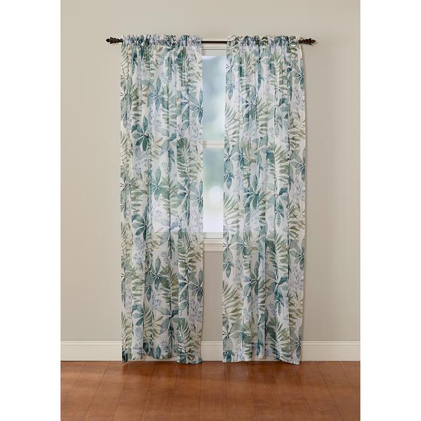 Fauna Botanical Print Crushed Voile Rod Pocket Panel