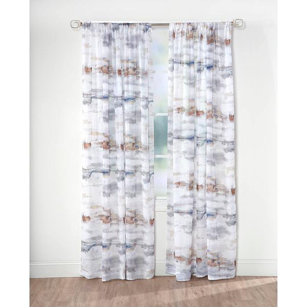Nebula Abstract Crushed Voile Rod Pocket Curtain Panels