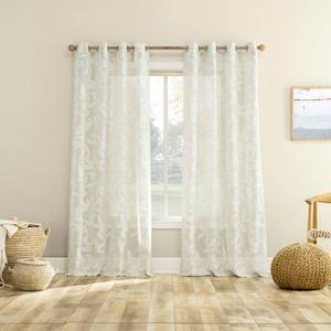 No 918 Neela Semi Sheer Leaf Clip Jacquard Panel Curtain