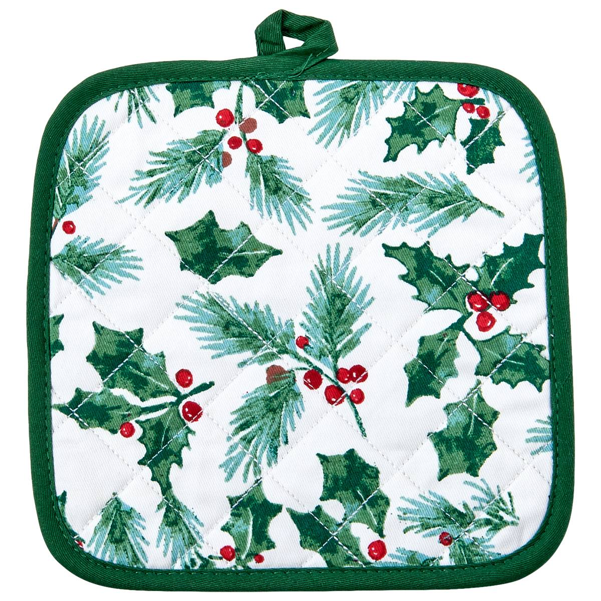 Holly Berry & Pine Boughs Pot Holder