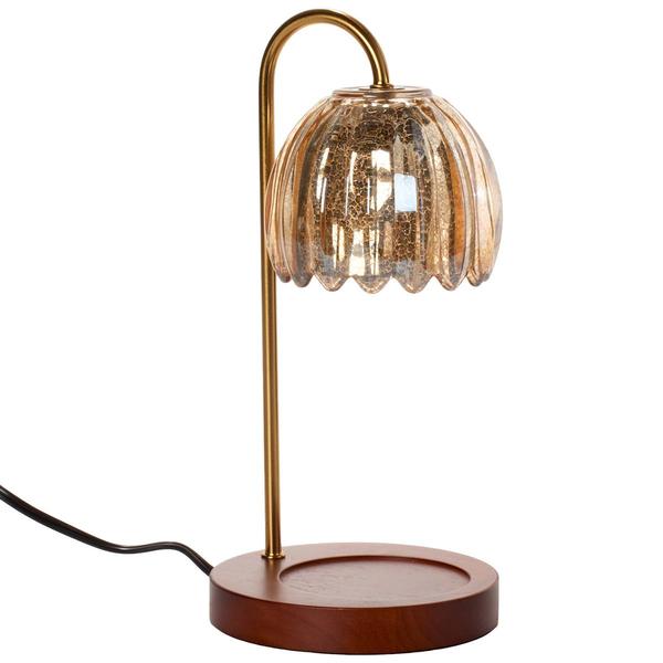 Fitz and Floyd Glass Brown Wood Electric Wax Warmer