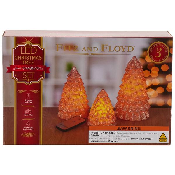 Fitz and Floyd Christmas Tree LED Wax Figure - Set of 3 alternate view