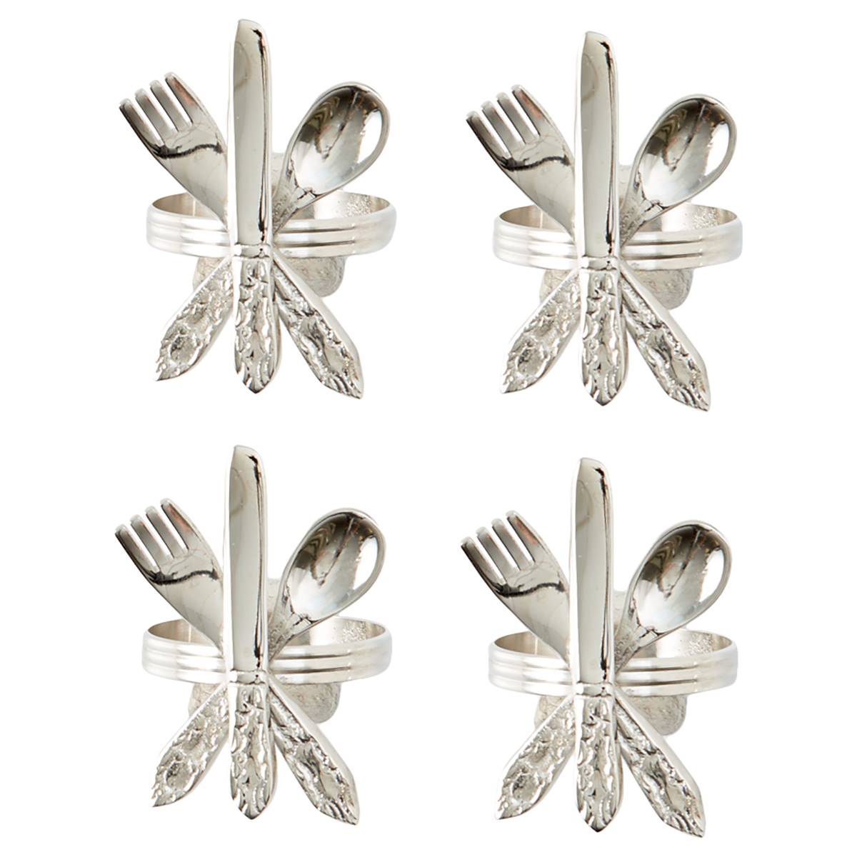 Fork Knife Spoon 4pk. Napkin Ring Set