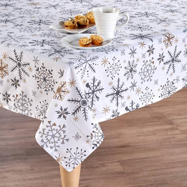 Cottage Classics(R) Snowflake Metallic Tablecloth