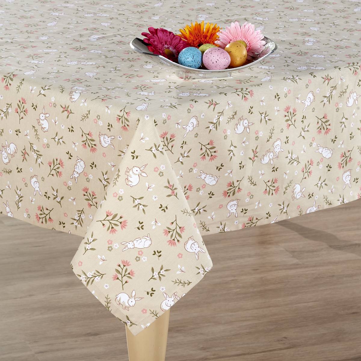 Cottage Classics Floral Bunny Tablecloth