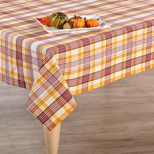 Gold/Red Plaid Tablecloth