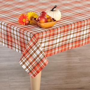 Small Plaid Brown/Orange/Yellow Tablecloth