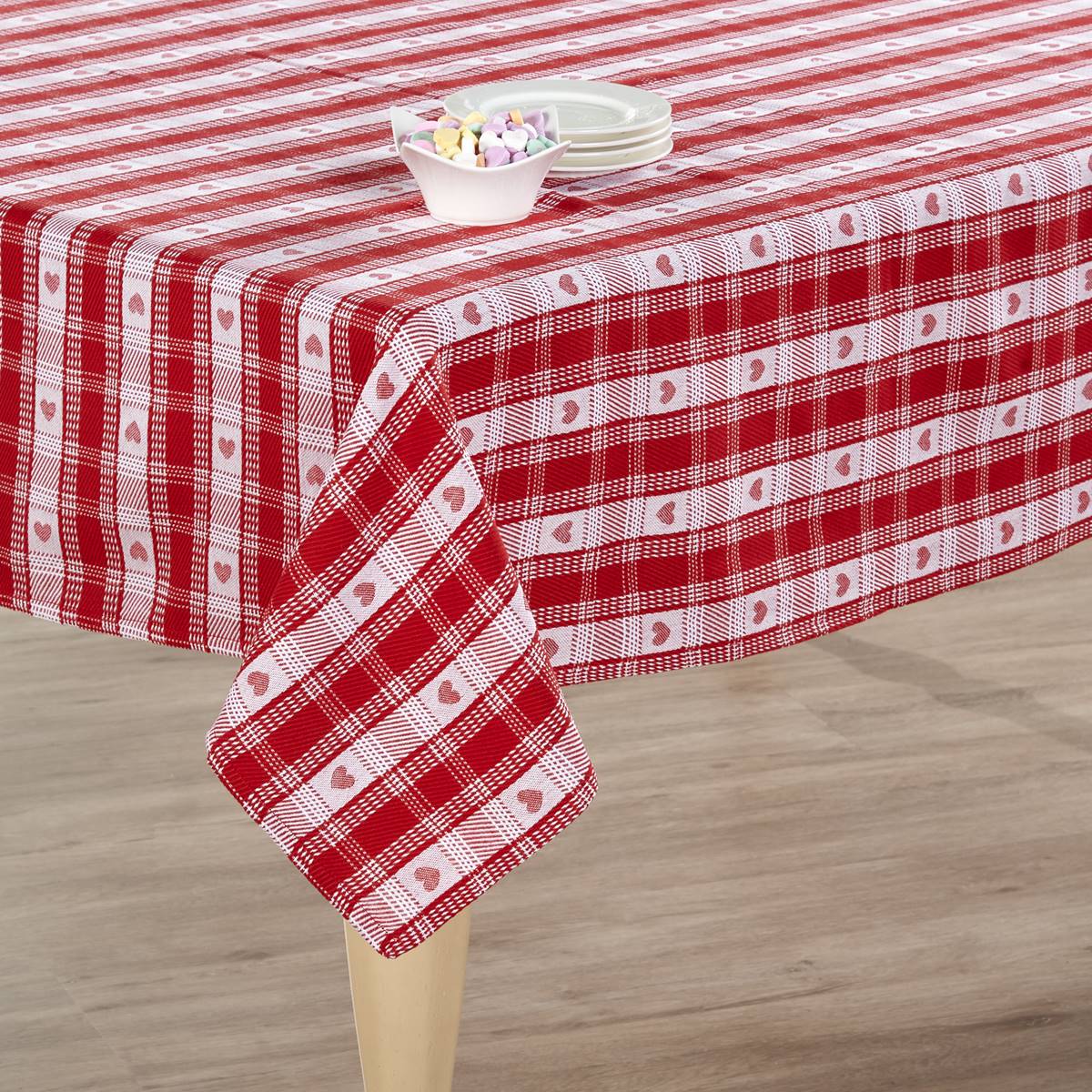 Cottage Classics Heart Plaid Tablecloth