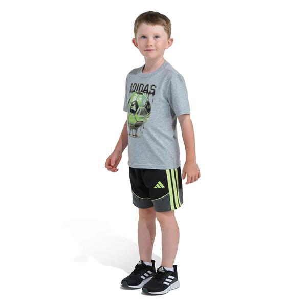 Boys (4-7) adidas(R) Heather Color Block Short Set alternate view