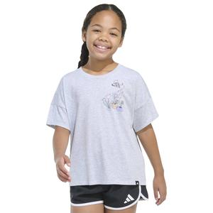 Girls (7-16) adidas(R) Heather Drop Shoulder Blooming Sports Tee