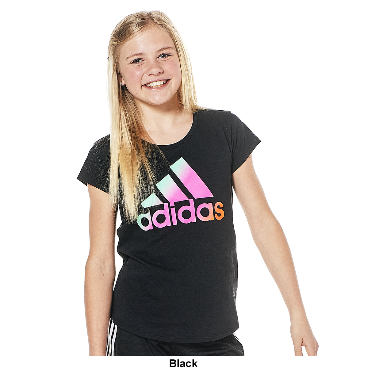 Girls (7-16) Adidas(R) Cotton Scoop Neck Tee
