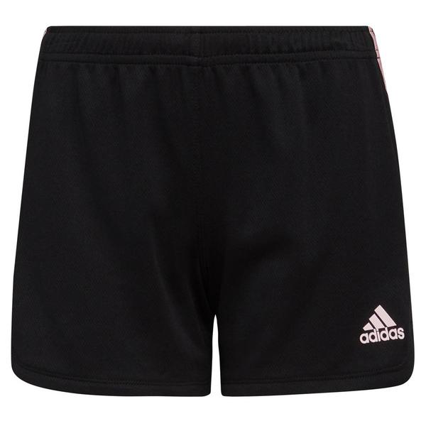 Girls (7-16) adidas(R) 3-Stripe Mesh Shorts - Black/Pink