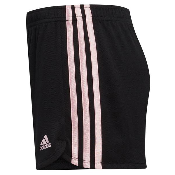 Girls (7-16) adidas(R) 3-Stripe Mesh Shorts - Black/Pink alternate view