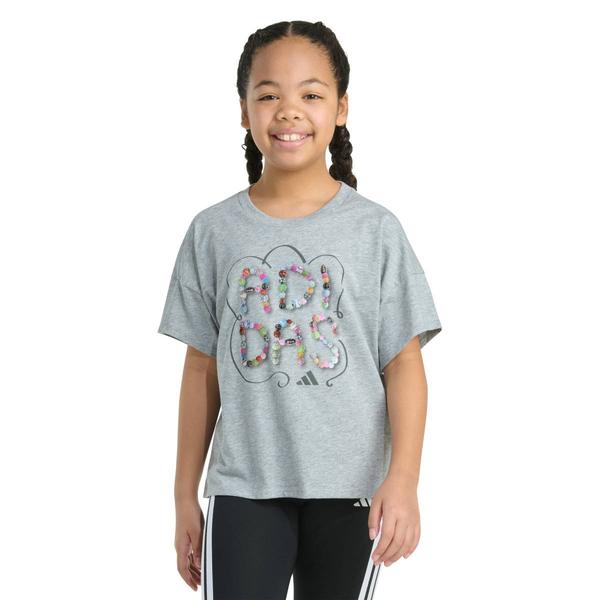 Girls (7-16) adidas(R) Short Sleeve Sport Beads Drop Shoulder Tee