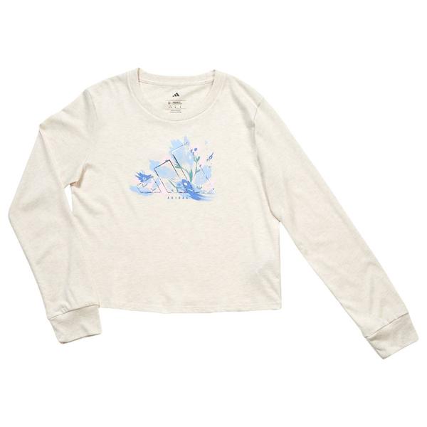 Girls (7-16) adidas(R) Long Sleeve Floral Logo Heather Tee