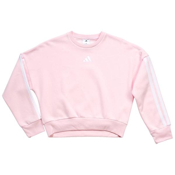 Girls (7-16) adidas(R) 3-Stripe Crew Neck Sweatshirt