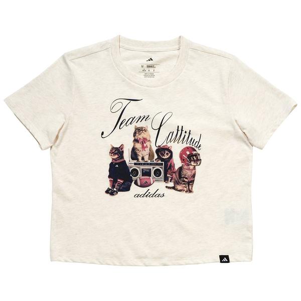 Girls (7-16) adidas(R) Short Sleeve Team Cattitude Heather Tee alternate view