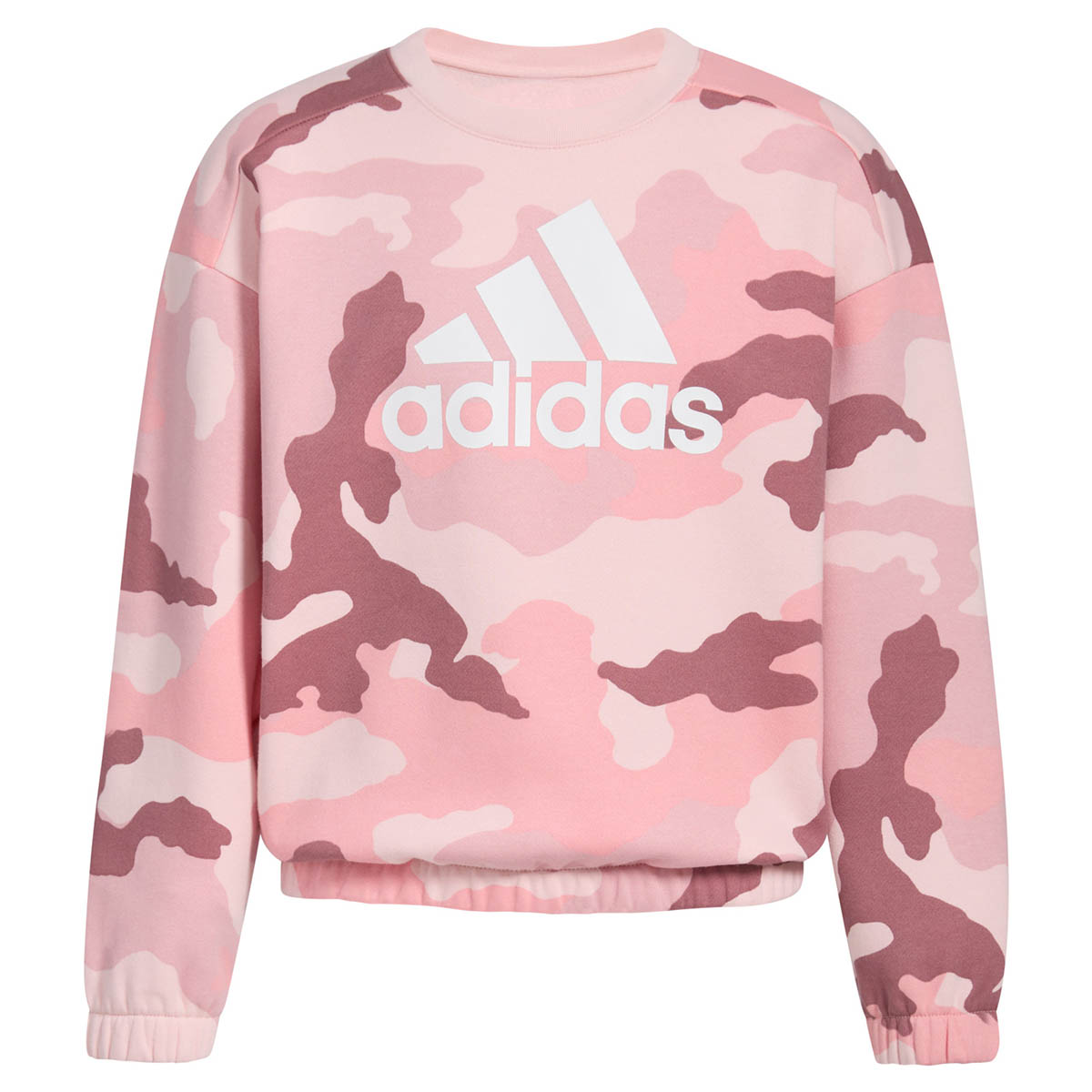 Girls (7-16) Adidas(R) Crew Neck Camo Drop Shoulder Sweatshirt