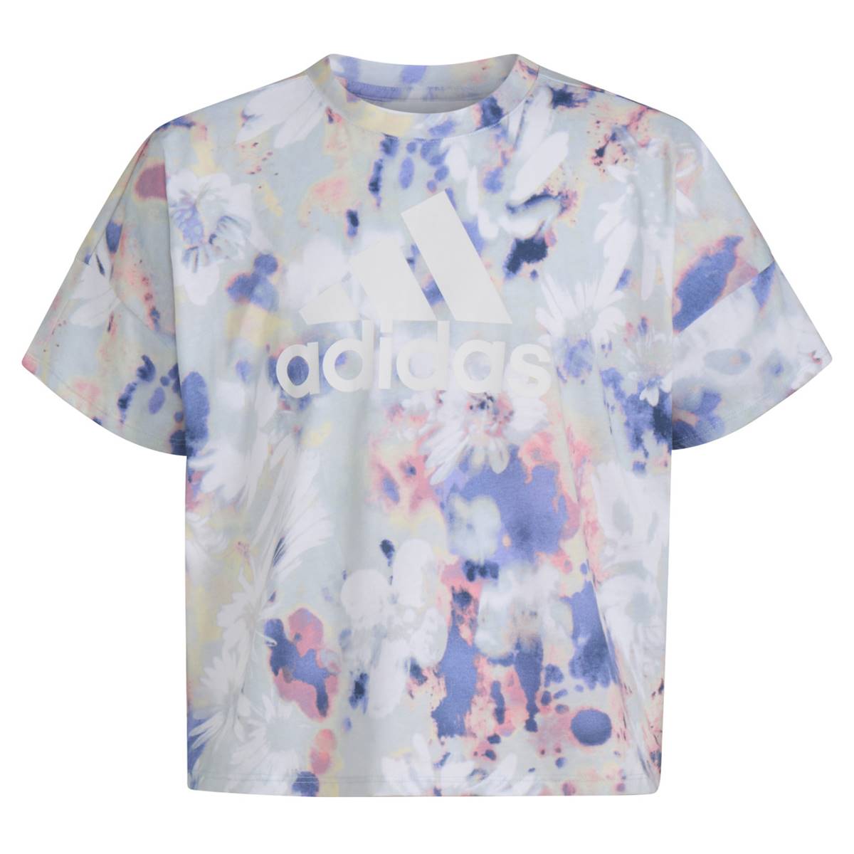 Girls (7-16) Adidas(R) Short Sleeve Tie Dye Floral Loose Box Tee