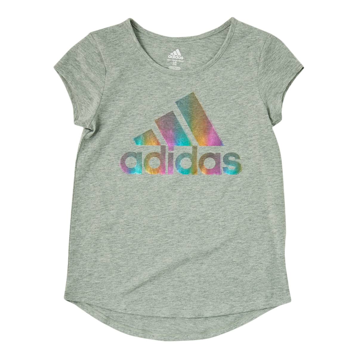 Girls (7-16) Adidas(R) Cap Sleeve Holographic Logo Tee