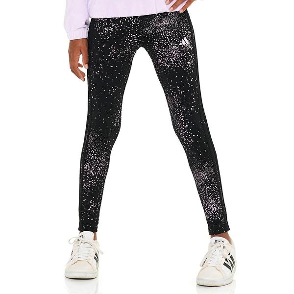 Girls (7-16) adidas(R) Glam Foil Stars & Dot 3 Stripe Cozy Leggings