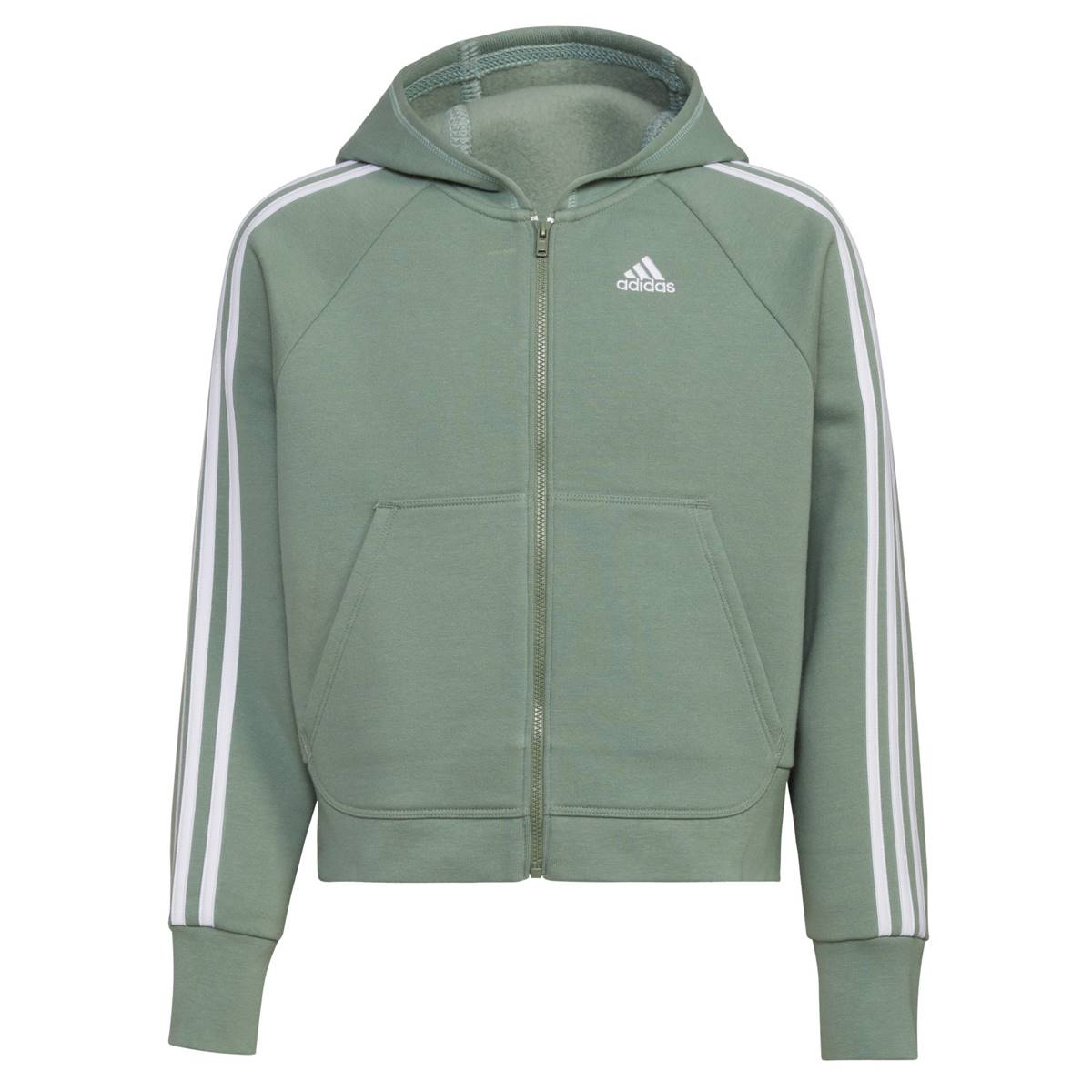 Girls (7-16) Adidas(R) Essential 3-Stripe Hooded Fleece Jacket