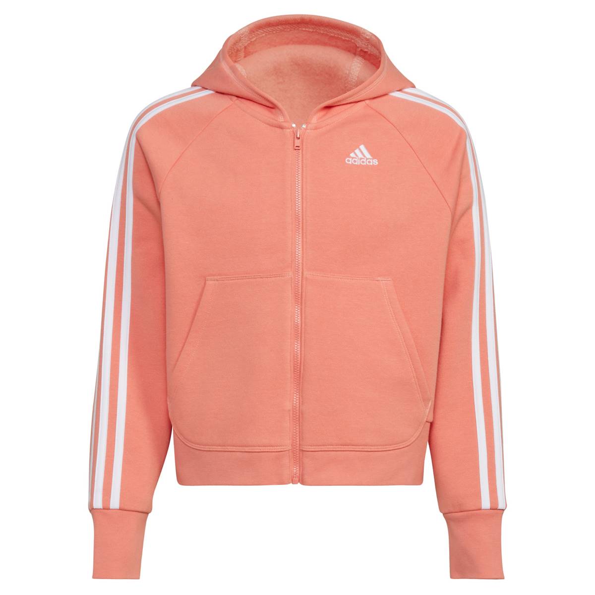 Girls (7-16) Adidas(R) Essential 3-Stripe Fleece Hooded Jacket