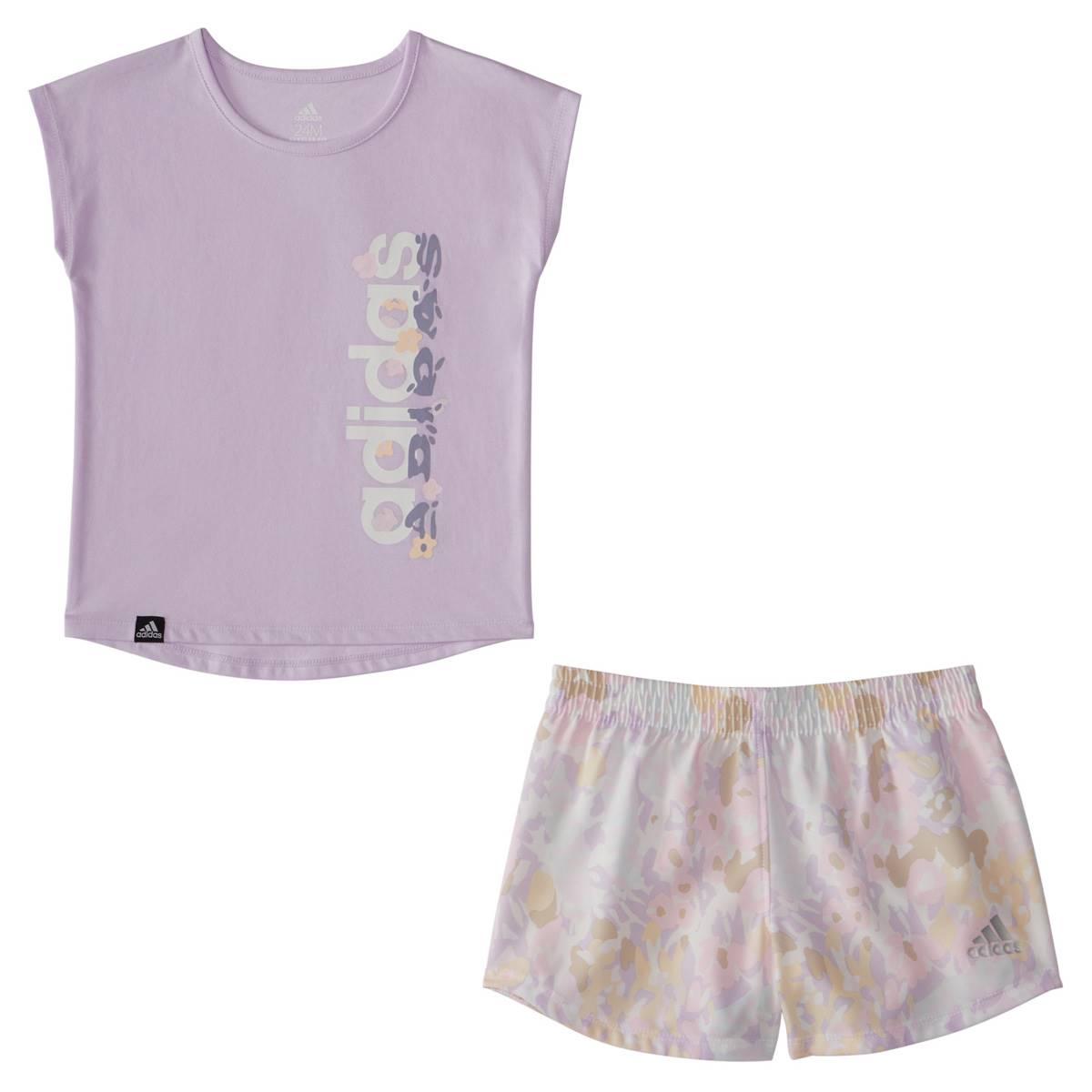 Baby Girl (12-24M) Adidas(R) 2pc. Tropical Tee & Woven Shorts Set