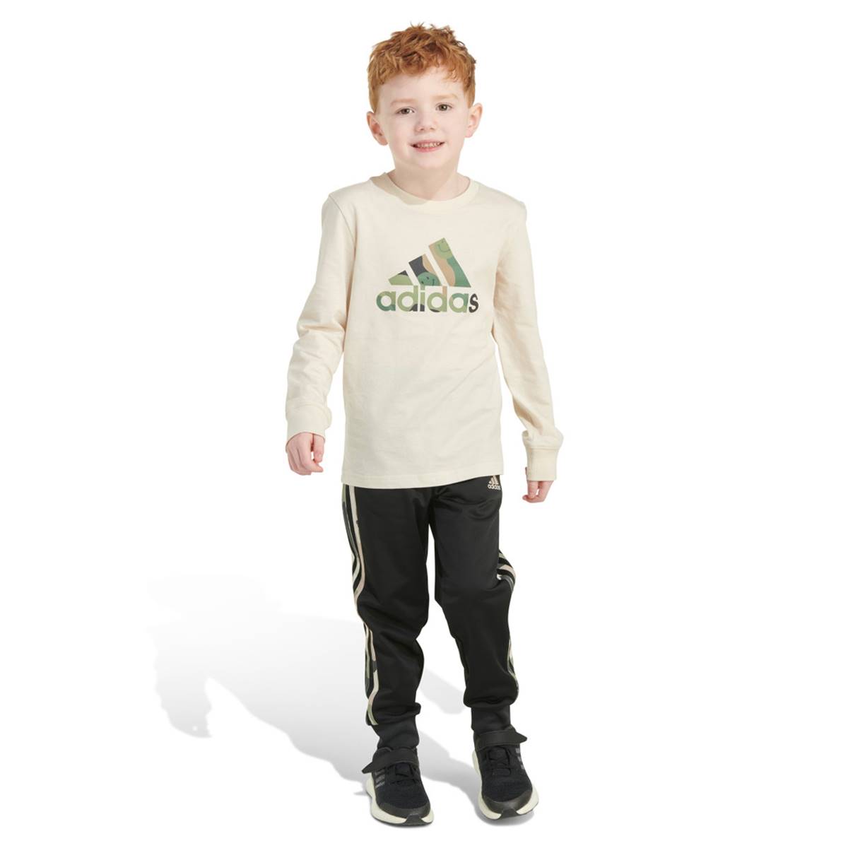 Toddler Boy Adidas(R) Camo Logo Long Sleeve Tee & Tricot Pants Set