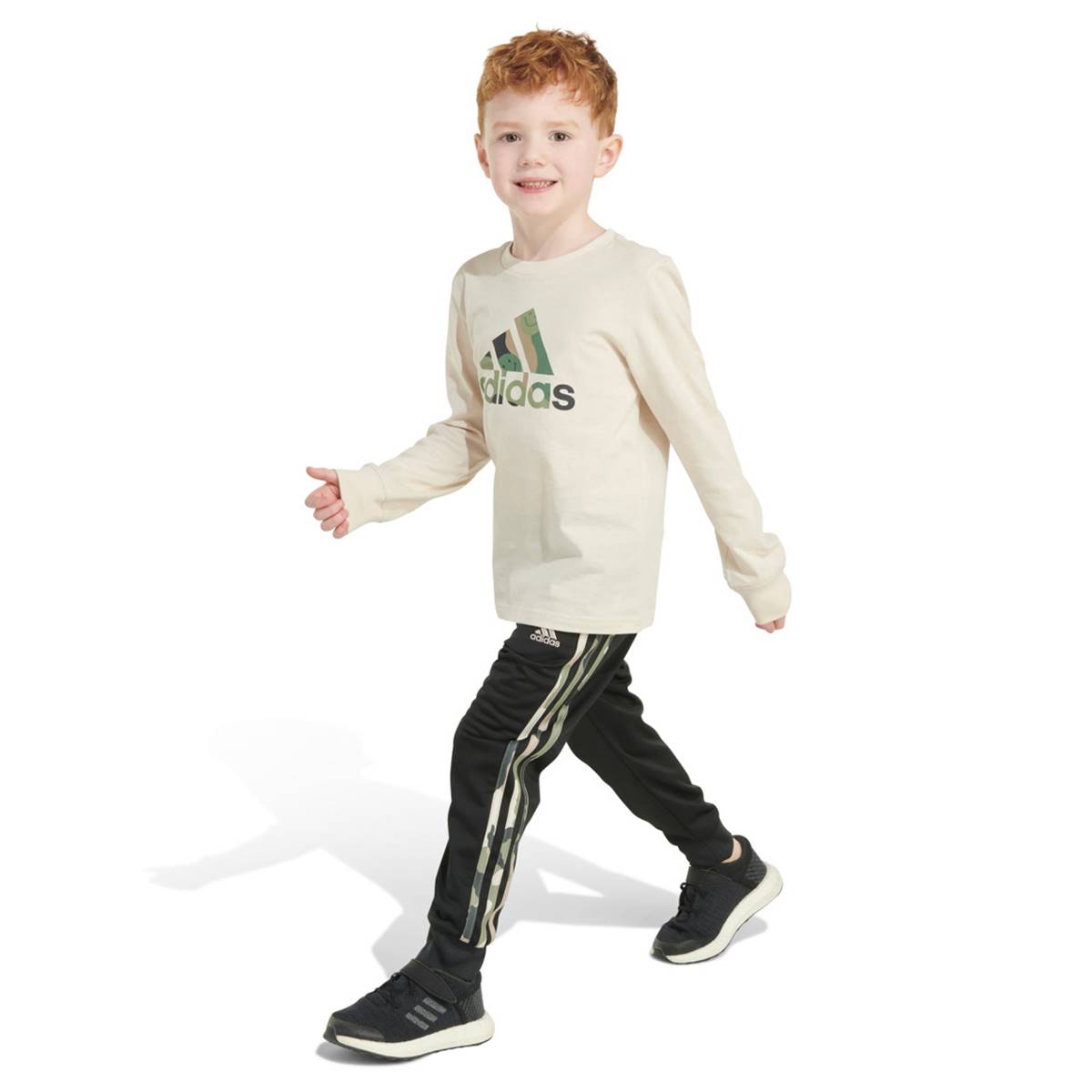 Toddler Boy Adidas(R) Camo Logo Long Sleeve Tee & Tricot Pants Set