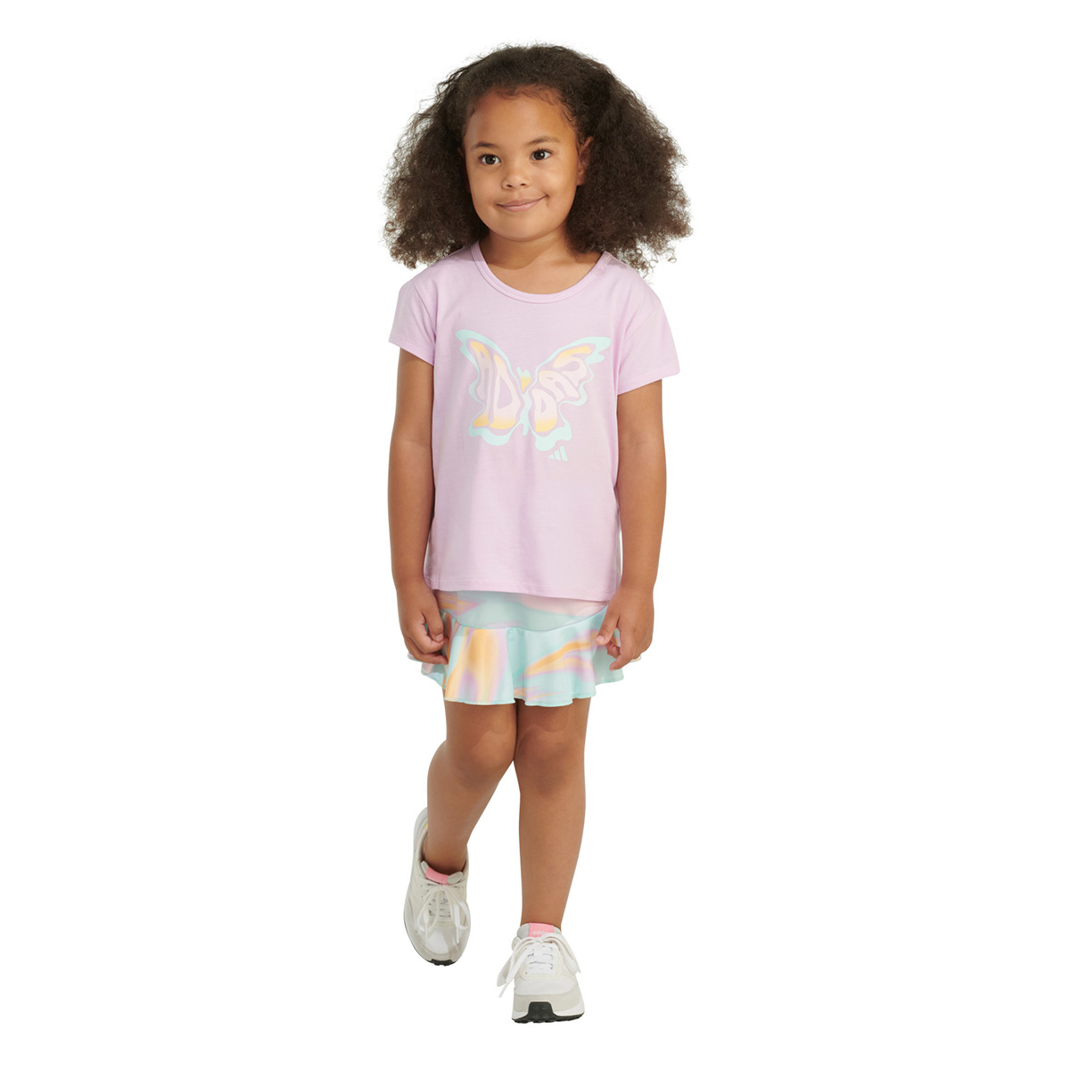 Girls (4-6x) Adidas(R) Butterfly Tee & Marble Ruffle Skort Set