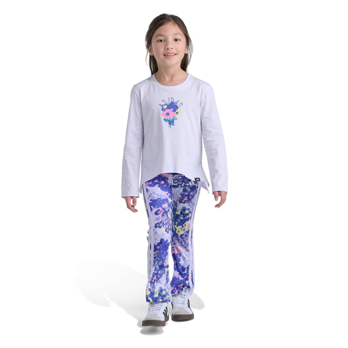Girls (4-6x) adidas(R) Long Sleeve Bouquet Tee w/Floral Legging Set