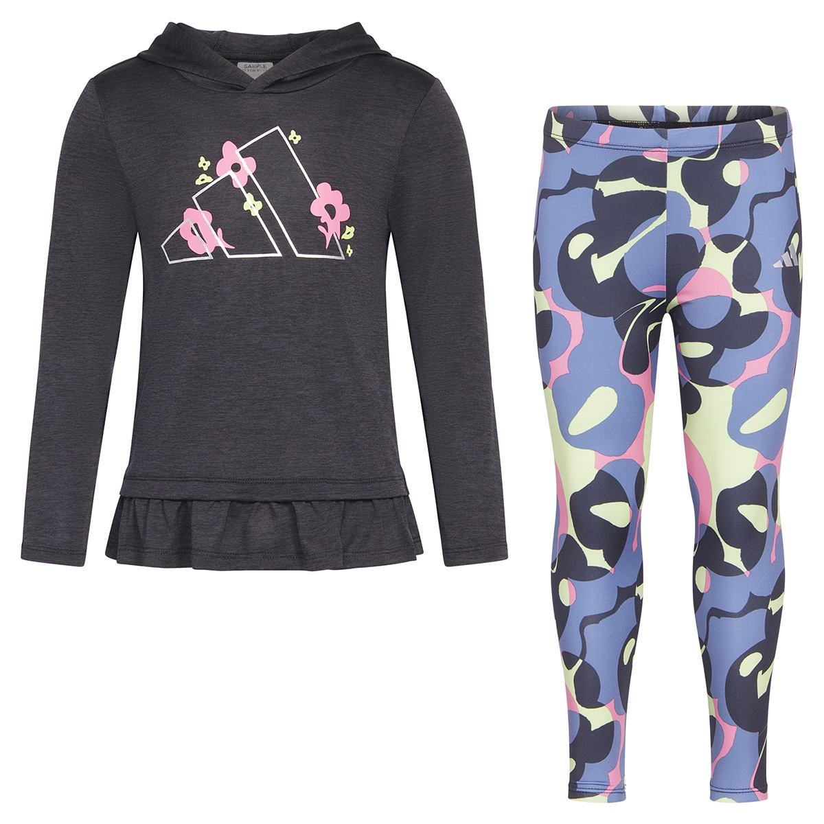 Girls (4-6x) Adidas(R) Hooded Melange Top & Leggings - Black