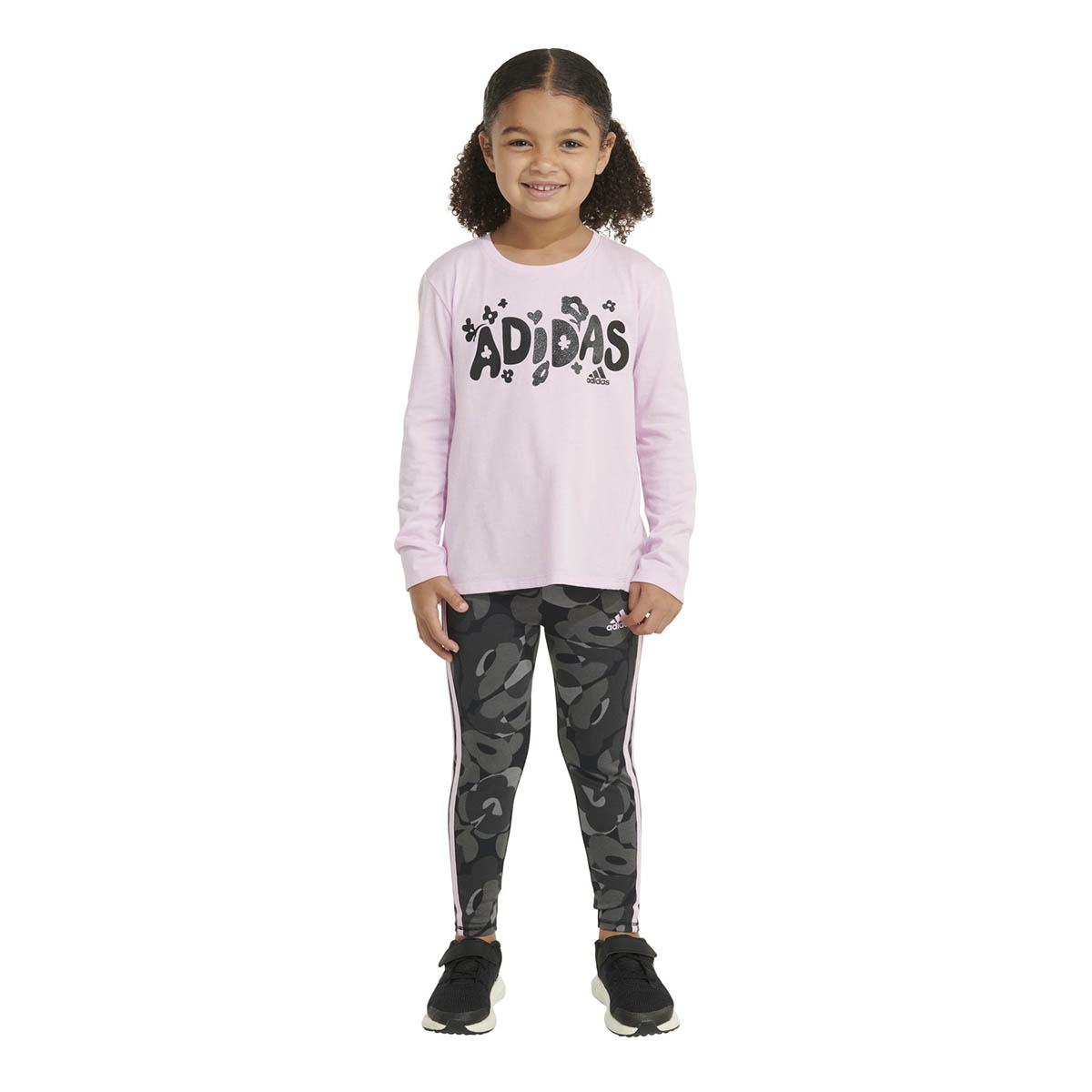 Girls (4-6x) Adidas(R) Logo Swing Tee/Abstract Floral Leggings Set