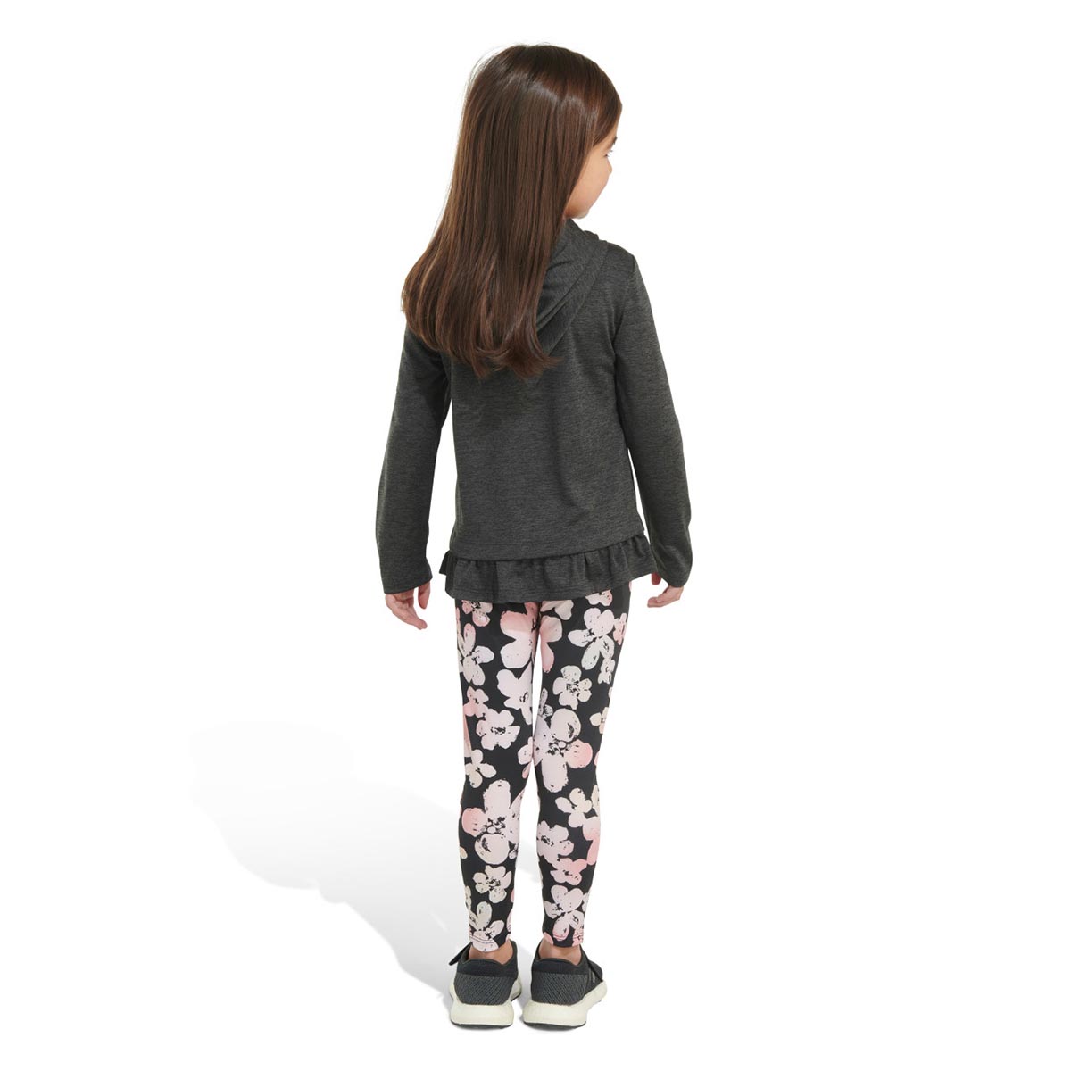 Girls (4-6x) Adidas(R) Logo Ruffle Melange Top & Floral Leggings