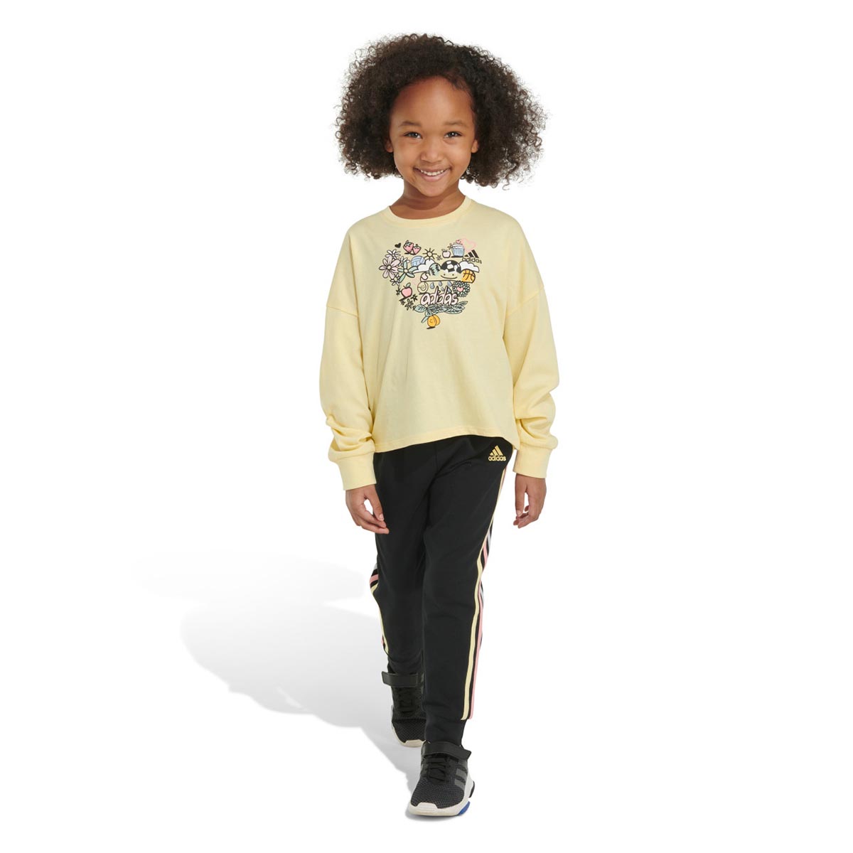 Girls (4-6x) Adidas(R) Long Sleeve Nature Doodle Tee & Joggers Set