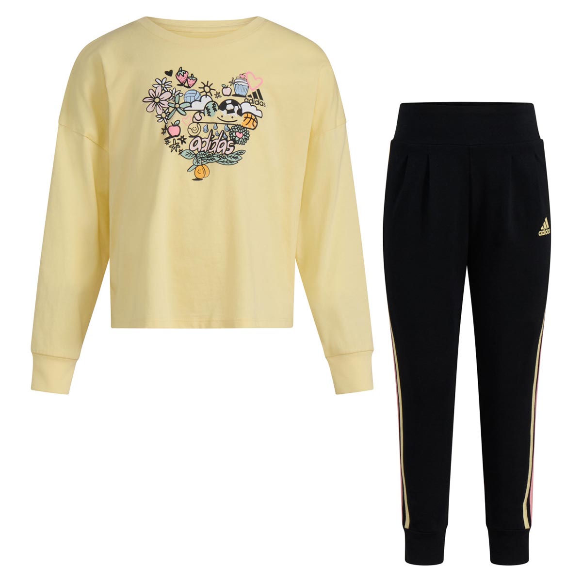 Girls (4-6x) Adidas(R) Long Sleeve Nature Doodle Tee & Joggers Set